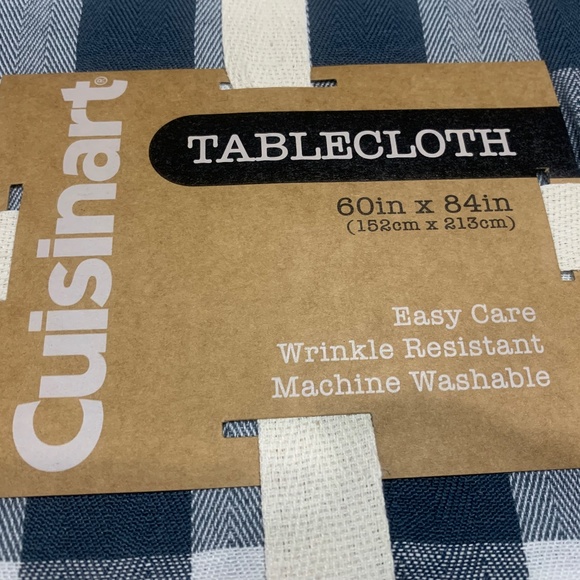 NWT Cuisinart Tablecloth Blue & White Check 60in x 84in Machine Washable - Picture 2 of 10